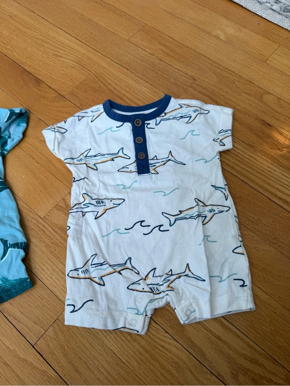 Old Navy set of 2 0-3 month Short Sleeve Shark Rompers